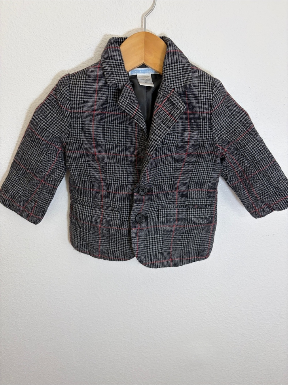 Janie and Jack Grey Plaid Blazer Jacket